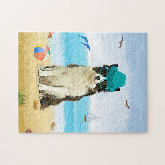 Border Collie Dog on Beach Puzzle (Horizontal)