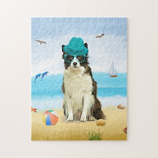 Border Collie Dog on Beach Puzzle (Vertikal)