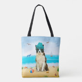 Border Collie Dog on Beach Tasche (Rückseite)