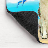 Border Collie Dog on Beach Throw Kissen Mousepad (Ecke)