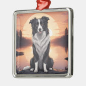 Border Collie Dog Ornament Aus Metall (Links)