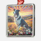 Border Collie Dog Ornament Aus Metall (Links)