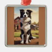 Border Collie Dog Ornament Aus Metall (Vorne)