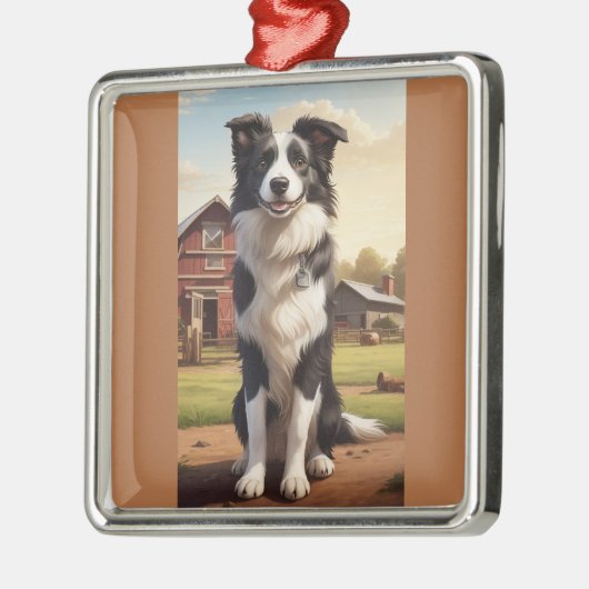 Border Collie Dog Ornament Aus Metall (Links)