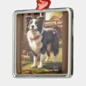 Border Collie Dog Ornament Aus Metall (Links)