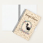 Border Collie Dog Paw Print & Floral Niedlich Notizblock (Innen)