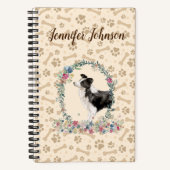 Border Collie Dog Paw Print & Floral Niedlich Notizblock (Vorderseite)