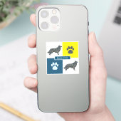 Border Collie Dog & Paw Y&B Gitter Sticker Cut (Telefon)