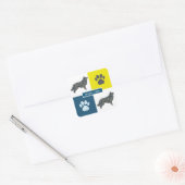 Border Collie Dog & Paw Y&B Grid Square Sticker (Umschlag)