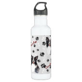 Border Collie Dog Pawprint Edelstahlflasche (Vorderseite)