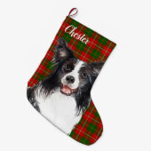 Border Collie Dog Personalisiert Großer Weihnachtsstrumpf (Vorderansicht (hängend))