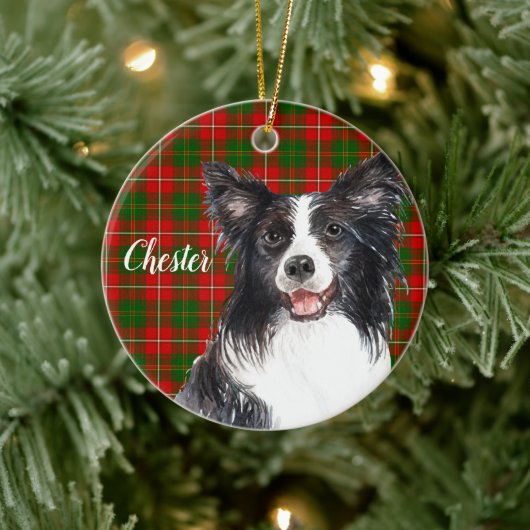 Border Collie Dog Personalisiert Keramik Ornament (Baum)