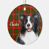 Border Collie Dog Personalisiert Keramik Ornament (Links)