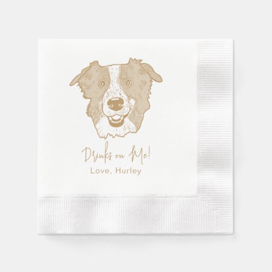 Border Collie Dog Personalisiert trinken Serviette (Vorderseite)