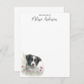 Border Collie Dog Personalisiert Watercolor Welpe Mitteilungskarte (Vorne/Hinten)