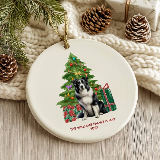 Border Collie Dog Personalisiert Weihnachten Keramik Ornament