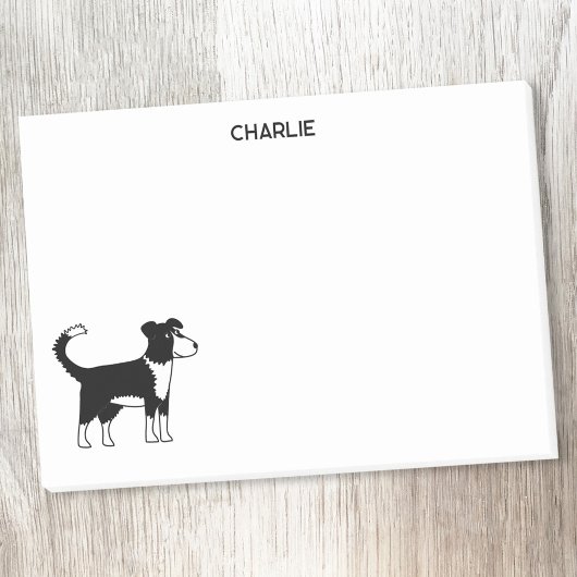 Border Collie Dog Personalisierter Name Post-it Klebezettel