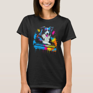 Border Collie Dog Pianist T-Shirt