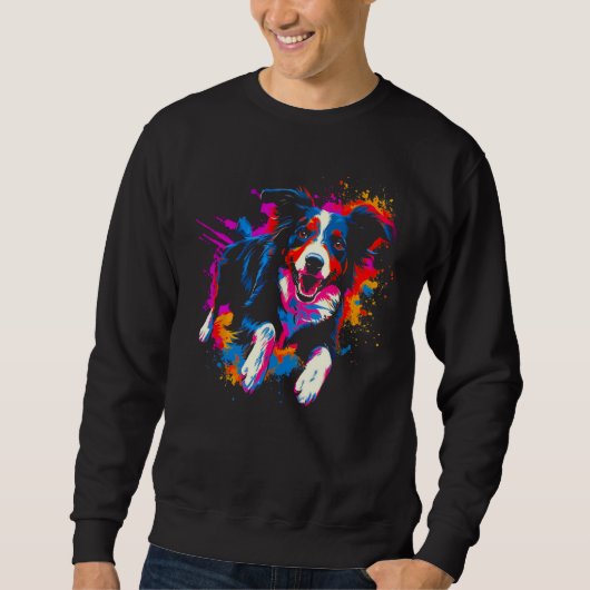 Border Collie Dog Pop 1 Sweatshirt (Vorderseite)
