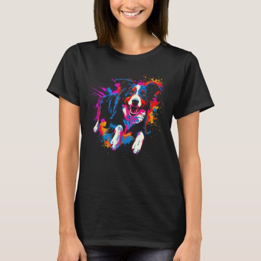 Border Collie Dog Pop 1 T-Shirt (Vorderseite)