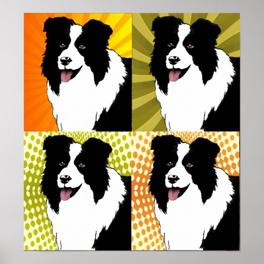 Border Collie Dog Pop Art Poster Originale Kunstwe (Vorne)