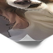 Border Collie Dog Portrait Schwarze Kontur Art Poster (Ecke)