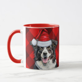 Border Collie Dog Red Buffalo Karierte Weihnachten Tasse