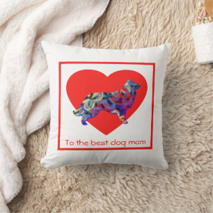 Border Collie Dog Red Heart Mother's Day Cushion Kissen