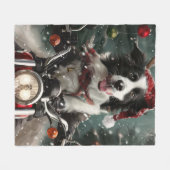 Border Collie Dog Reiten Motorrad Weihnachten Fleecedecke (Vorderseite (Horizontal))
