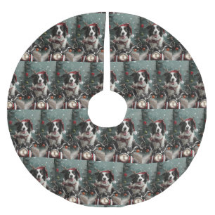 Border Collie Dog Reiten Motorrad Weihnachten Polyester Weihnachtsbaumdecke