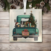 Border Collie Dog Retro Truck Weihnachten Ornament Aus Glas