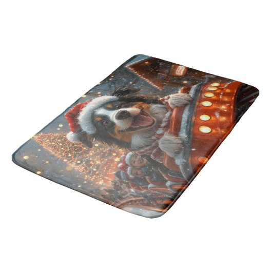 Border Collie Dog Roller Untersetzer Weihnachten Badematte (Schrägansicht)