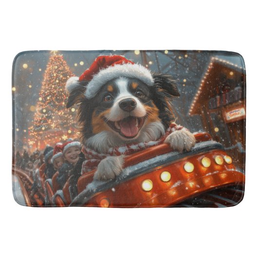 Border Collie Dog Roller Untersetzer Weihnachten Badematte (Vorderseite)