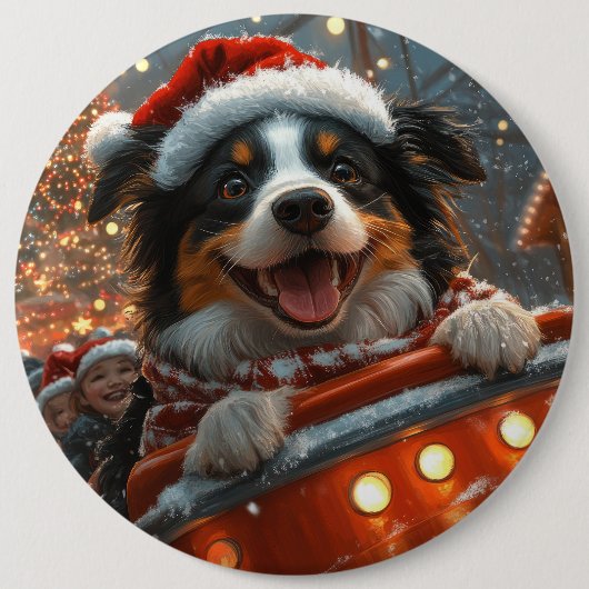 Border Collie Dog Roller Untersetzer Weihnachten Button (Vorderseite)