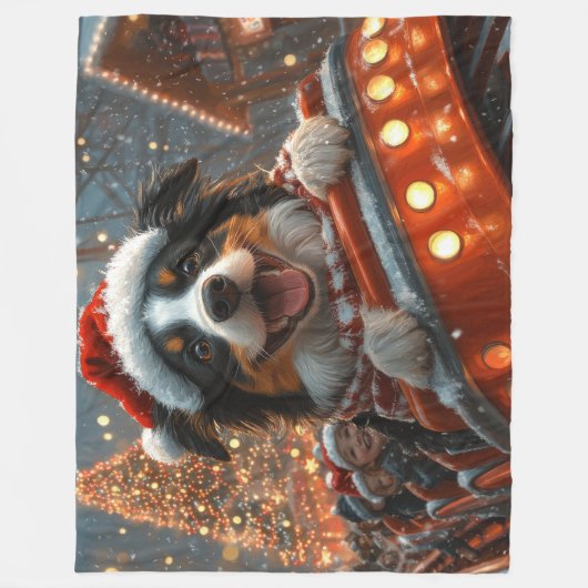 Border Collie Dog Roller Untersetzer Weihnachten Fleecedecke (Vorderseite)