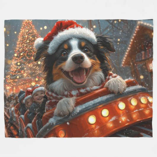 Border Collie Dog Roller Untersetzer Weihnachten Fleecedecke (Vorderseite (Horizontal))