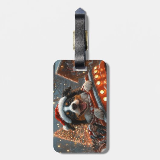 Border Collie Dog Roller Untersetzer Weihnachten Gepäckanhänger (Rückseite vertikal)