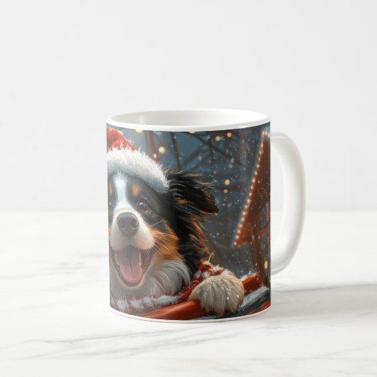 Border Collie Dog Roller Untersetzer Weihnachten Kaffeetasse (VorderseiteRechts)