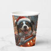 Border Collie Dog Roller Untersetzer Weihnachten Pappbecher (Vorderseite)