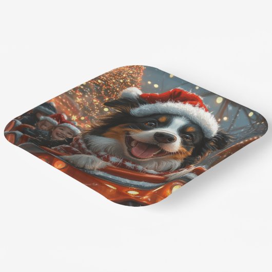 Border Collie Dog Roller Untersetzer Weihnachten Pappteller (Gewinkelt)