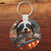 Border Collie Dog Roller Untersetzer Weihnachten Schlüsselanhänger (Rückseite)