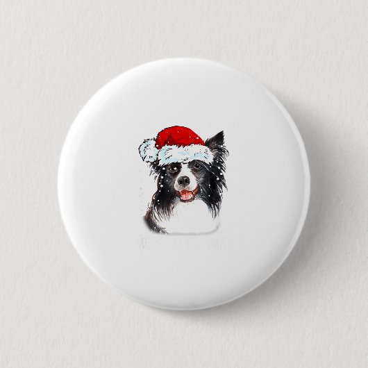 Border Collie Dog Santa Christmas Lights Xmas Boys Button (Vorderseite)