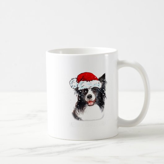 Border Collie Dog Santa Christmas Lights Xmas Boys Kaffeetasse (Rechts)