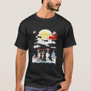 Border Collie Dog Santa Sleigh Weihnachten T-Shirt