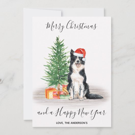 Border Collie Dog Santa Tree Frohe Weihnachten (Vorderseite)