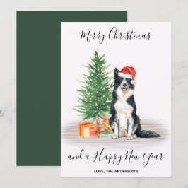 Border Collie Dog Santa Tree Frohe Weihnachten