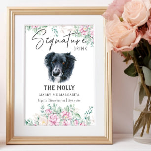 Border Collie Dog Signature Drink Sign Poster