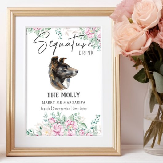 Border Collie Dog Signature Drink Sign Poster