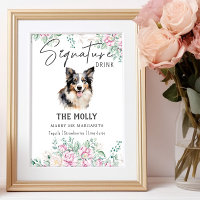 Border Collie Dog Signature Drink Sign