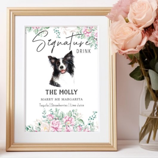 Border Collie Dog Signature Drink Sign Poster